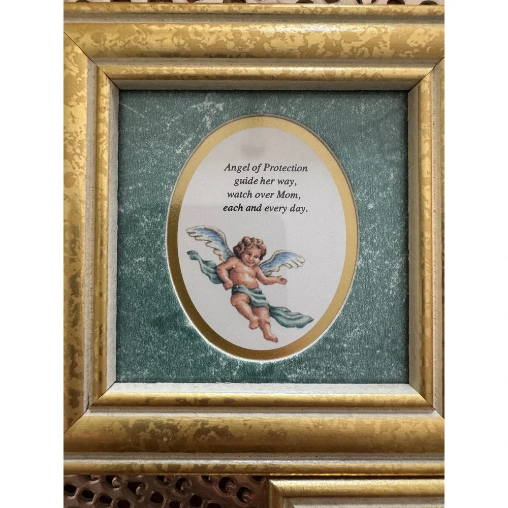 Vintage 1993 Heartfelt Heavenly Accents Kathy Seek Mini Angel Framed Art Set 5